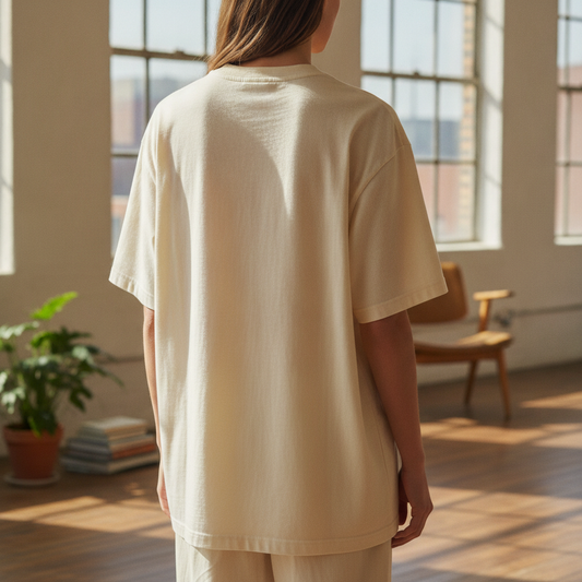 Mangal Mars Graphic Oversized Tee – 260 GSM Terry, Ivory