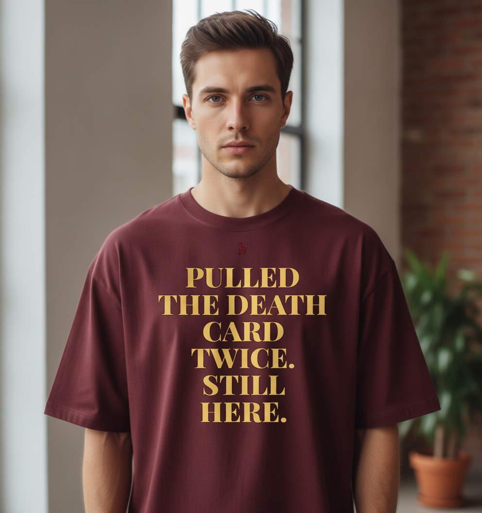 Death Card Twice Tee — Still Here | Tarot Oversized