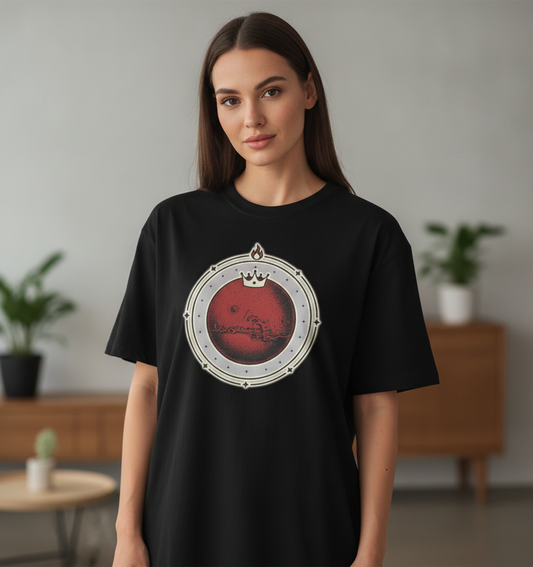 Mangal Mars Graphic Oversized Tee – 260 GSM Terry, Black