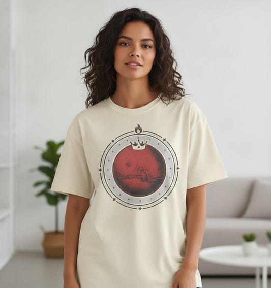 Mangal Mars Graphic Oversized Tee – 260 GSM Terry, Ivory
