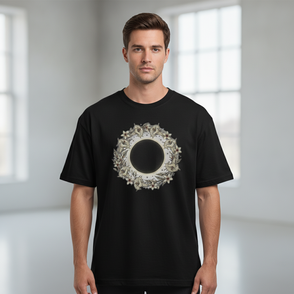 Eclipse Mandala Oversized Tee — Rahu Ketu Grahan Print