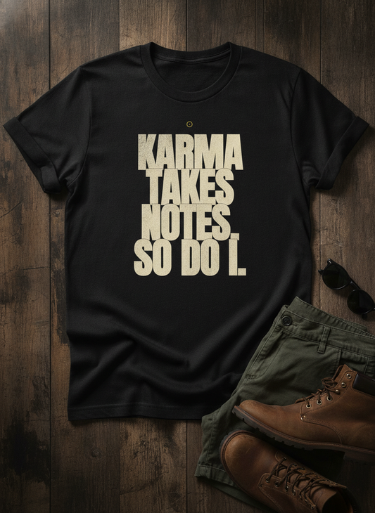 Karma Takes Notes, So Do I — Oversized Terry Tee