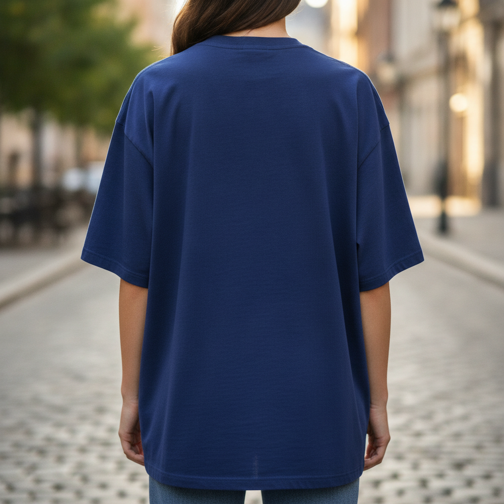 Karma Has My Location Oversized Tee — Navy