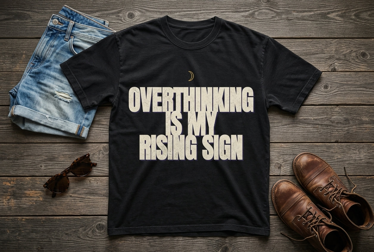 Overthinking Is My Birth Chart Oversized Tee — Mercury
