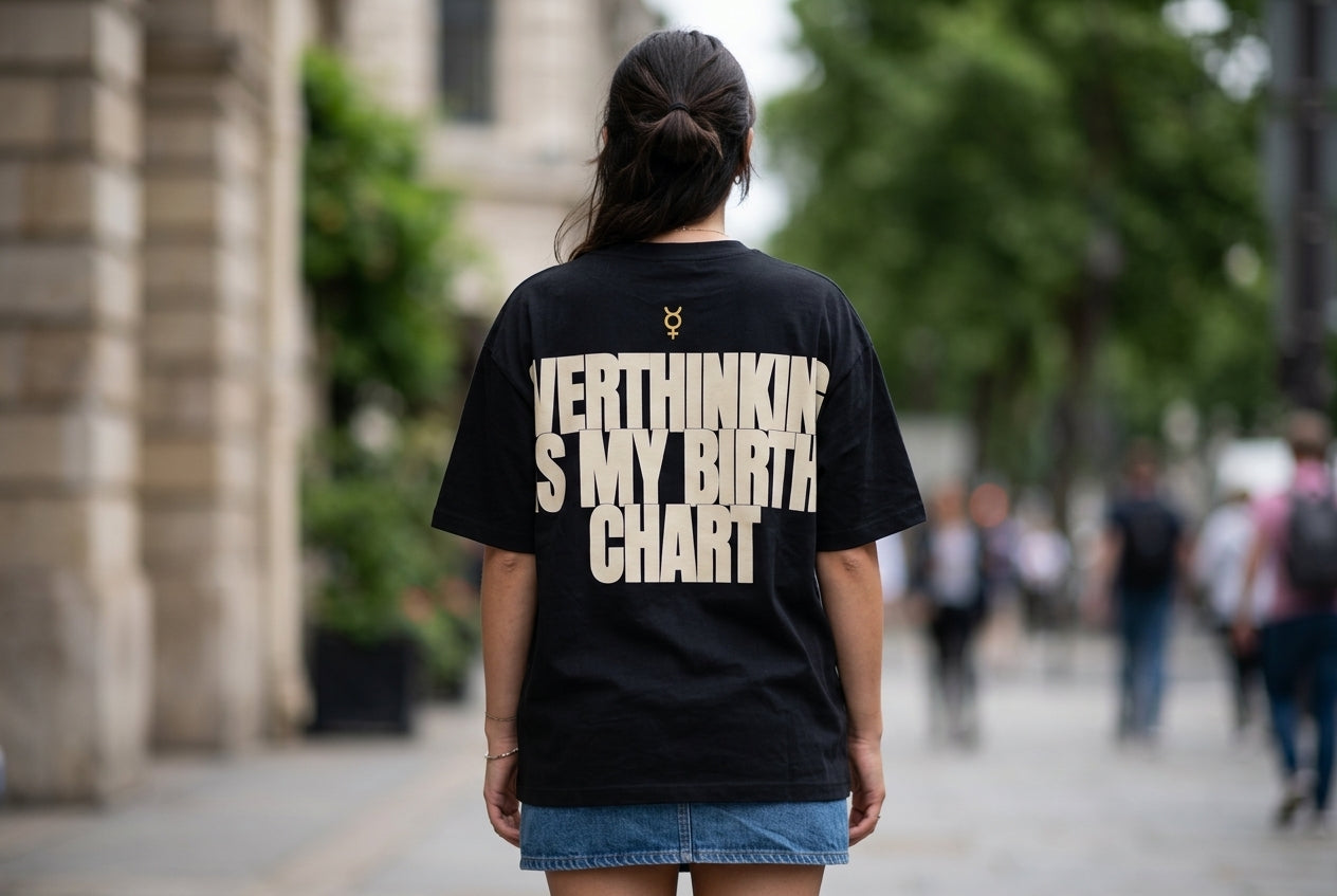 Overthinking Is My Birth Chart Oversized Tee — Mercury