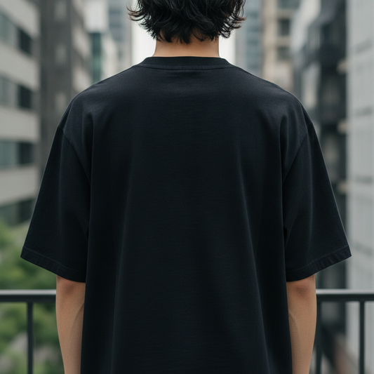 Mangal Mars Graphic Oversized Tee – 260 GSM Terry, Black