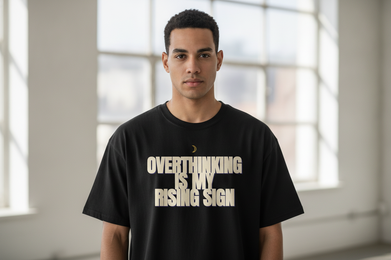 Overthinking Is My Birth Chart Oversized Tee — Mercury