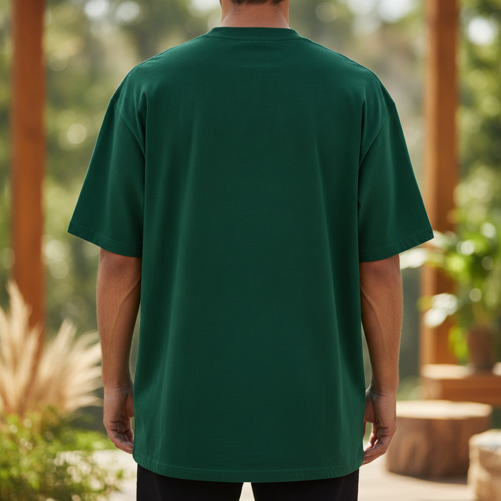 Mangal Mars Graphic Oversized Tee – Forest Green Terry Knit