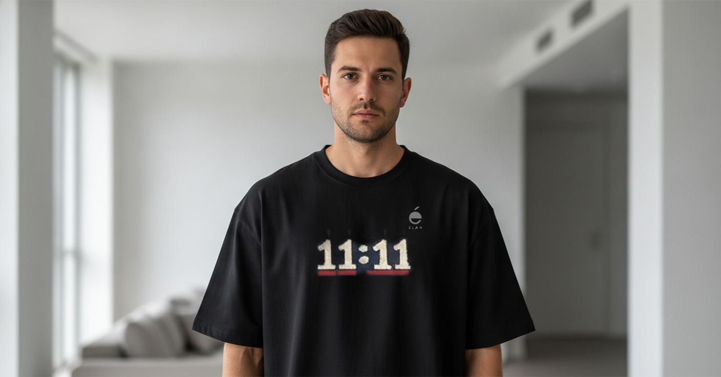 11:11 Manifestation Tee — Black Oversized Cotton T-Shirt