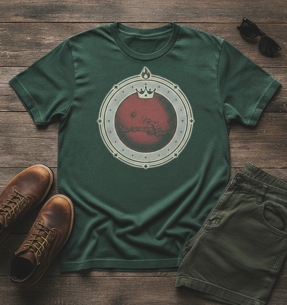 Mangal Mars Graphic Oversized Tee – Forest Green Terry Knit