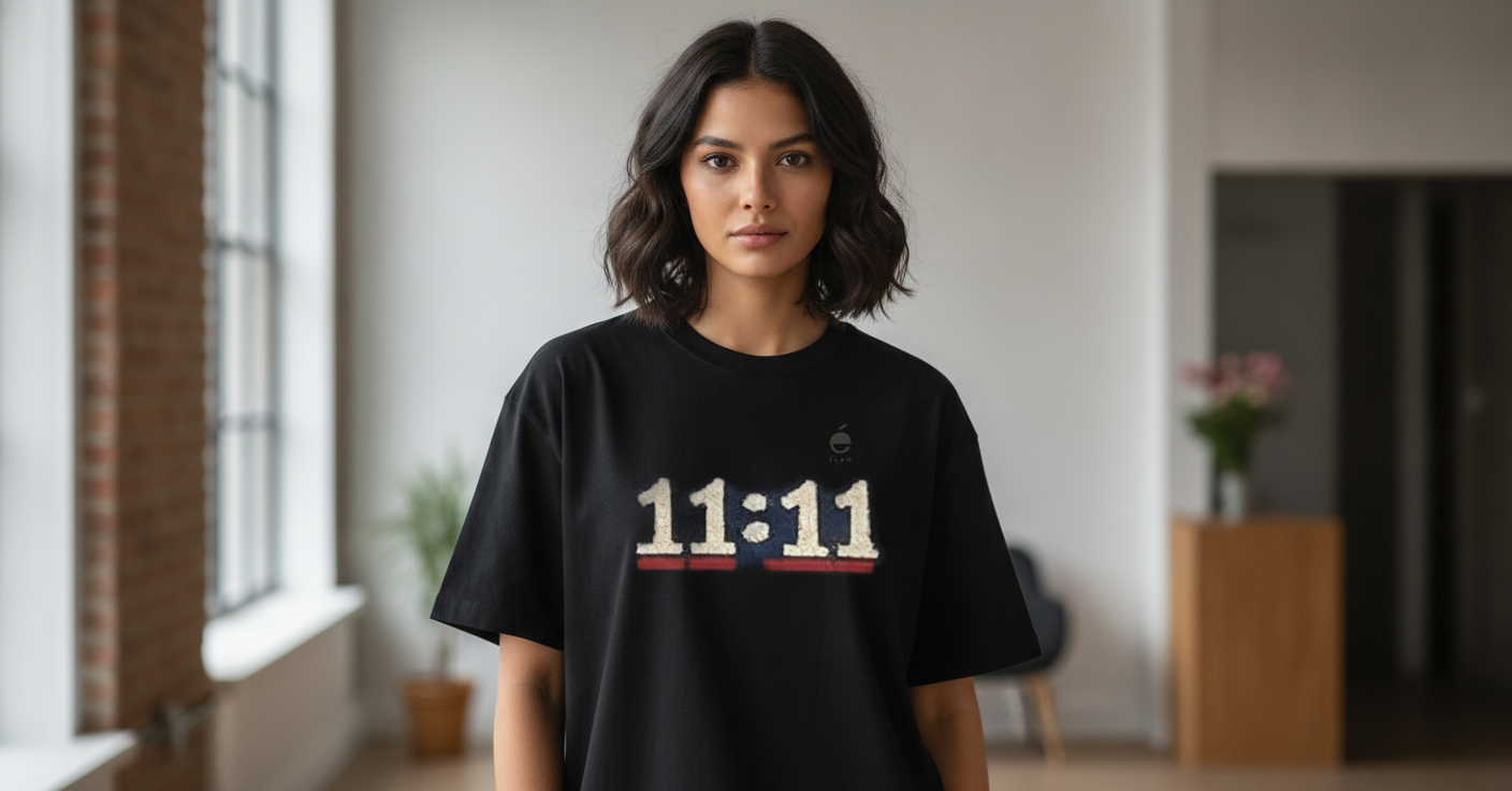 11:11 Manifestation Tee — Black Oversized Cotton T-Shirt