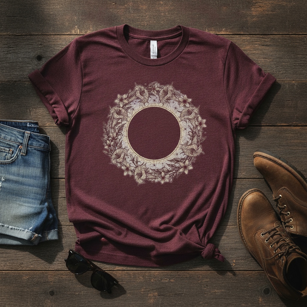 Grahan Eclipse Mandala Oversized Tee – Unisex Maroon 240 GSM