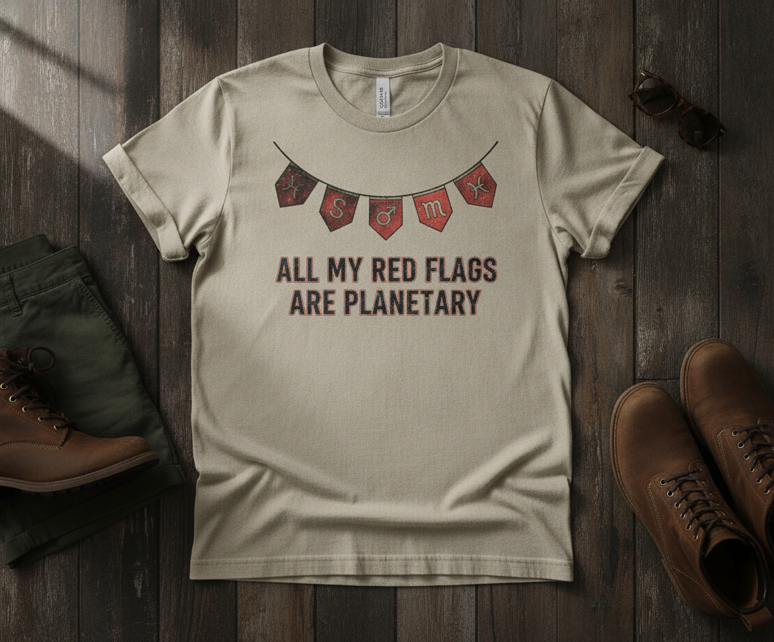Astrology Unisex Oversized Tee - All My Red Flags Are Planetary