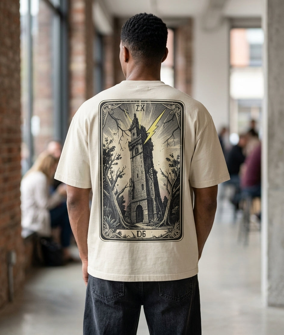 Tower XVI Lightning Bolt Oversized Tee – Off-White Terry