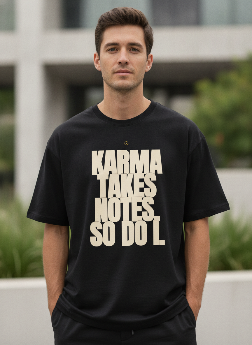 Karma Takes Notes, So Do I — Oversized Terry Tee