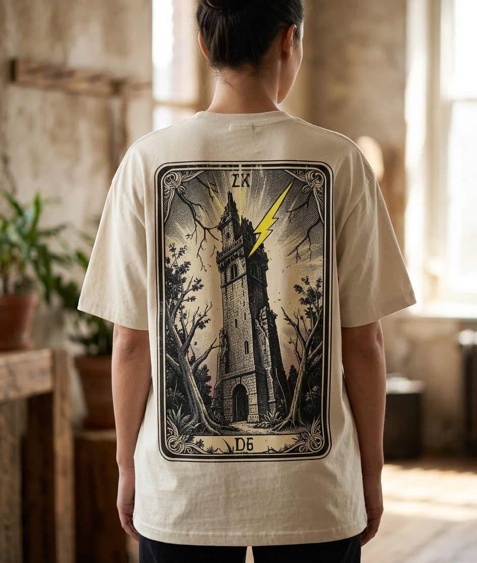 Tower XVI Lightning Bolt Oversized Tee – Off-White Terry