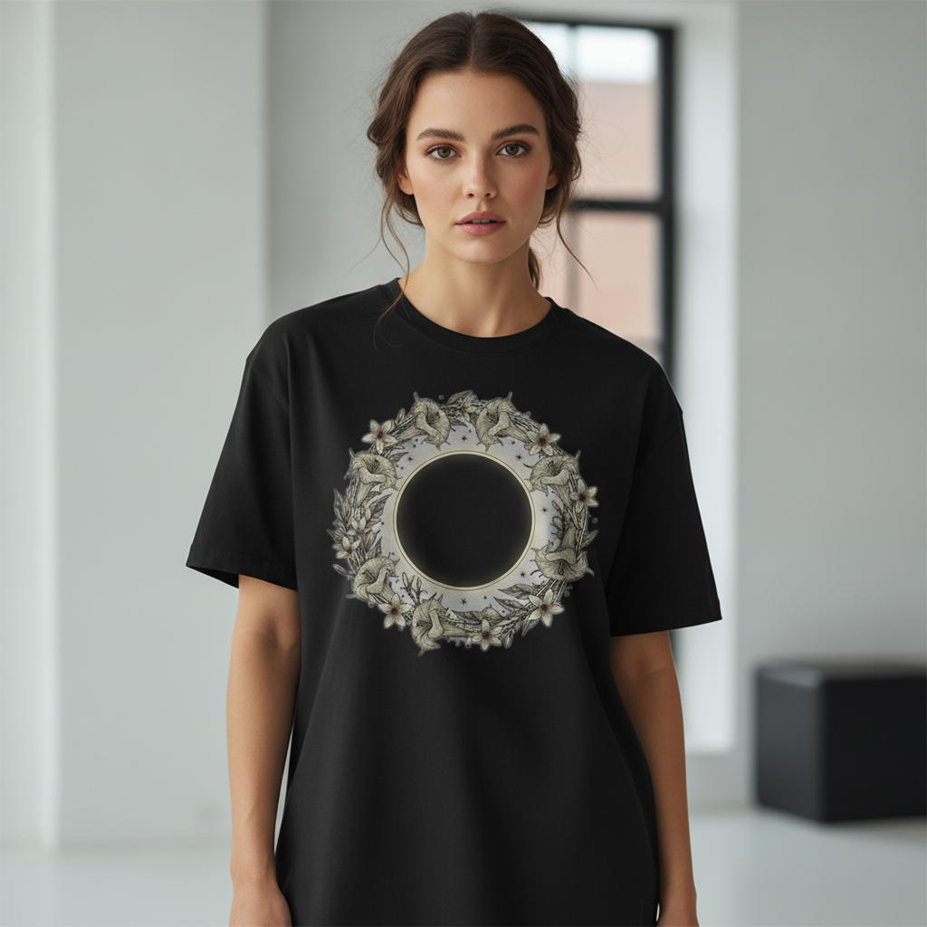 Eclipse Mandala Oversized Tee — Rahu Ketu Grahan Print